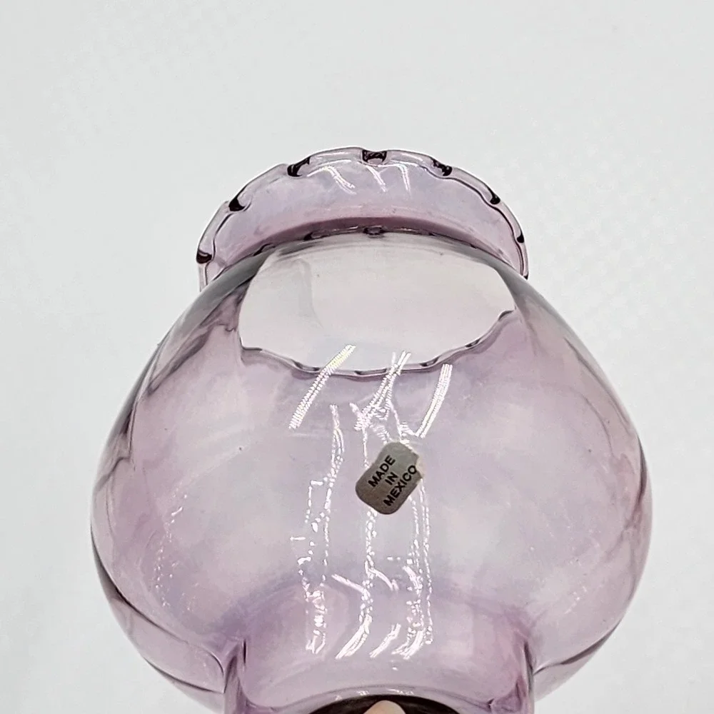 Vintage Blown Glass Peg Votive Cups Pink Purple Mixed Lot of 4 Scalloped Mexico